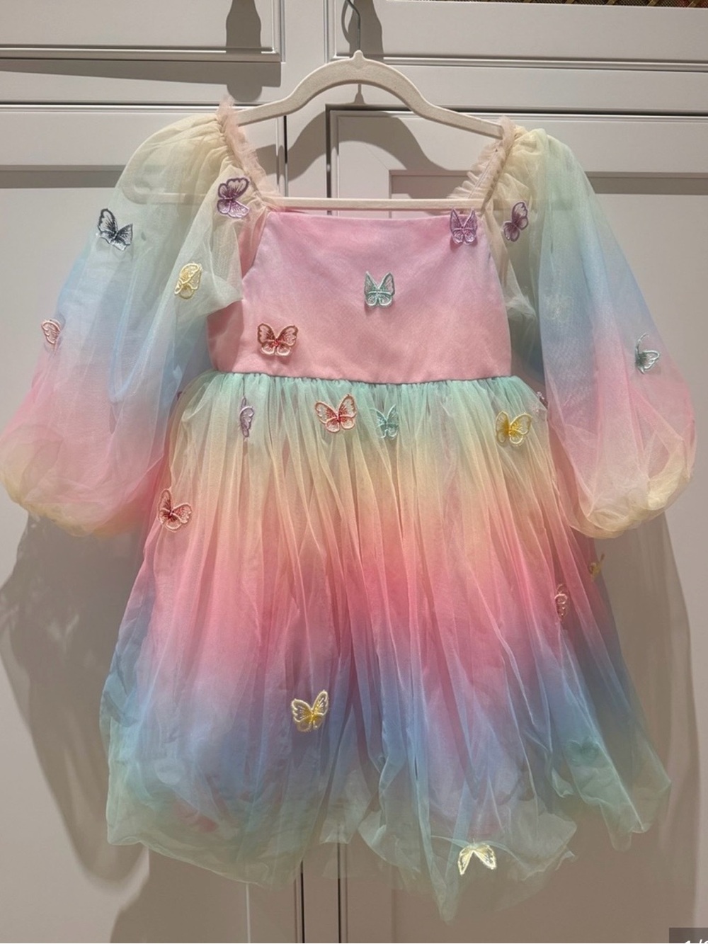 Girls' Pastel Rainbow Butterfly Tulle Dress